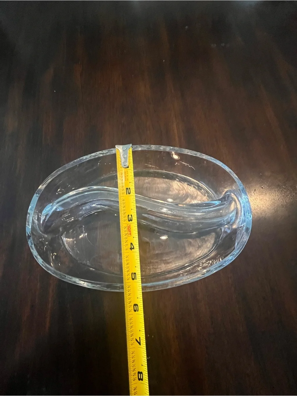 Clear Glass Decorative Dish with Curved Divider